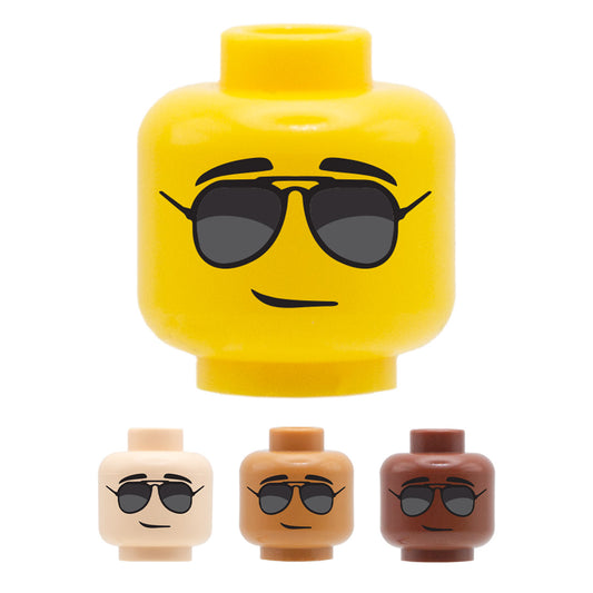 Aviator Sunglasses Smirk - LEGO Minifigure Head