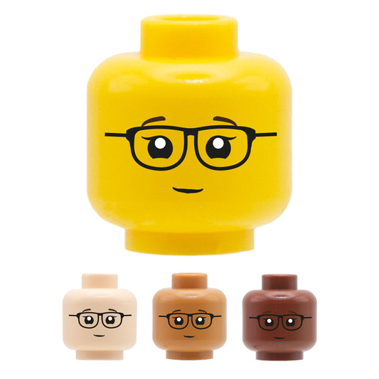 Child Head with Eyelashes and Glasses - Custom Printed Minifigure Head