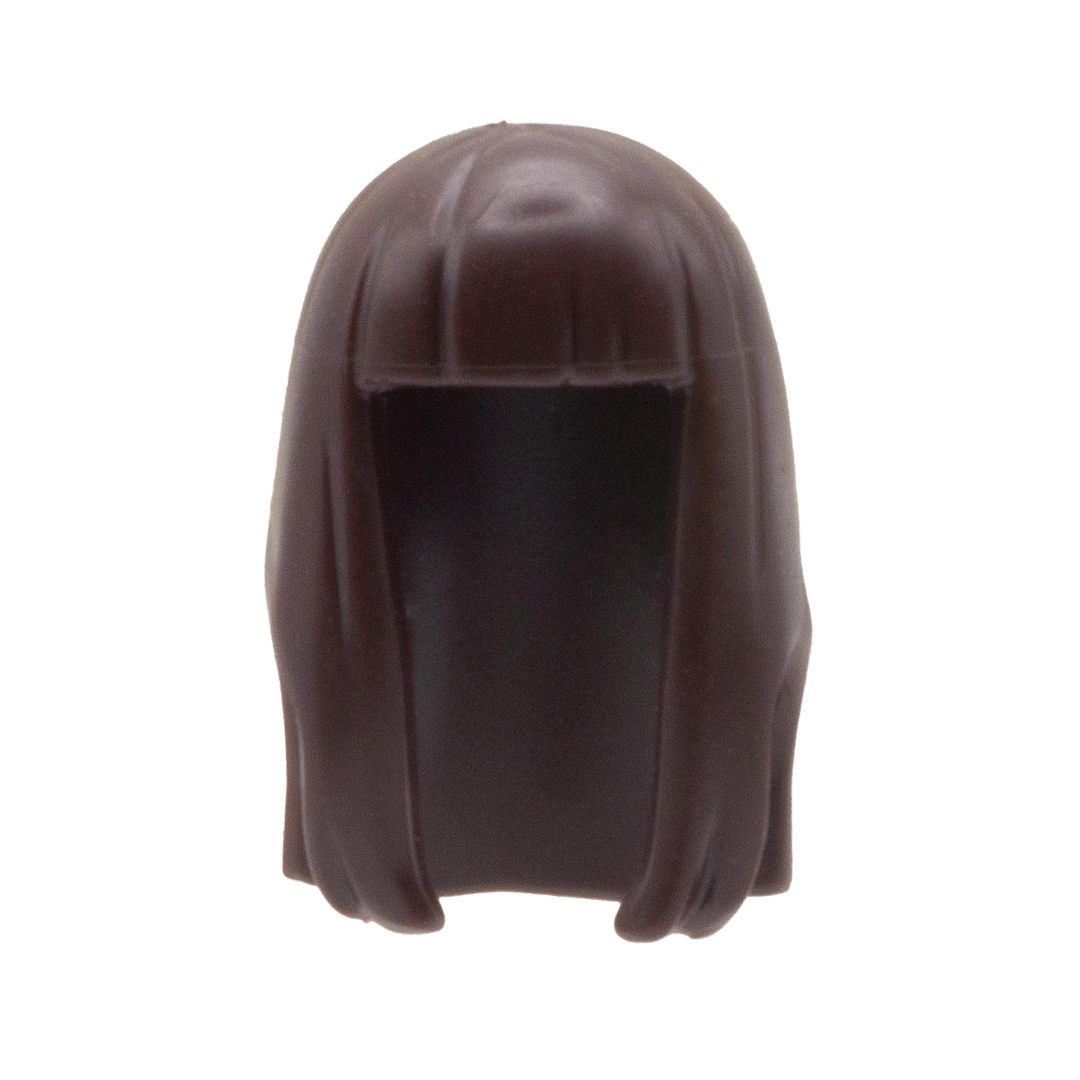 Dark Brown Over Shoulder with Blunt Fringe LEGO Minifigure Hair