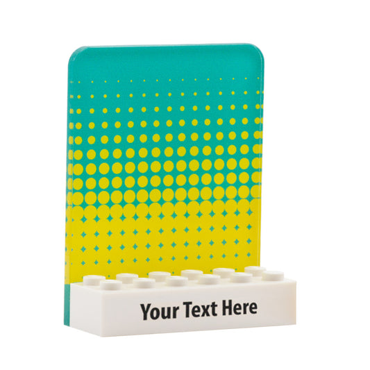 Screen Tone Yellow & Teal Couples Display - Laser Cut Display with LEGO Brick