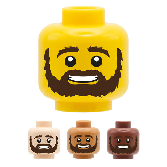 Shaggy Beard and Bushy Eyebrows - Custom Printed Minifigure Head