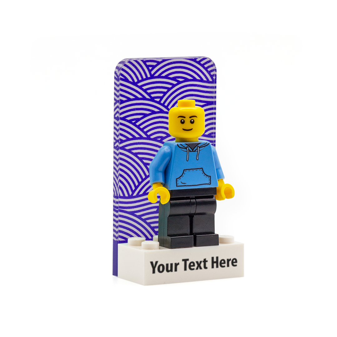 Blue Noodle Waves Personalised Display for your minifigure (laser cut with LEGO brick)