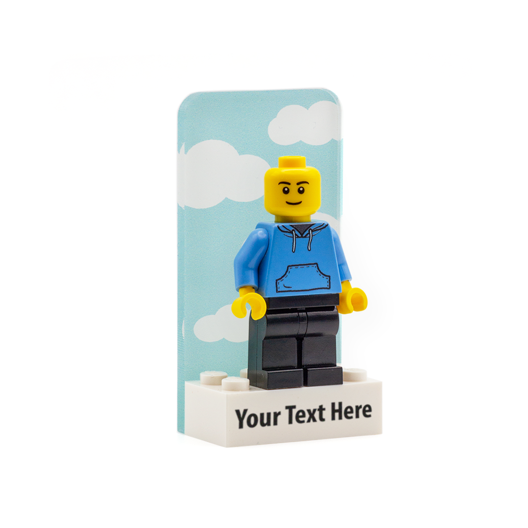 Clouds Laser Cut minifigure display with personalised LEGO brick