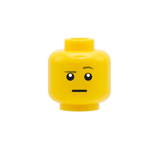 Raised Eyebrow Emoji Face - Custom Design Minifigure Head