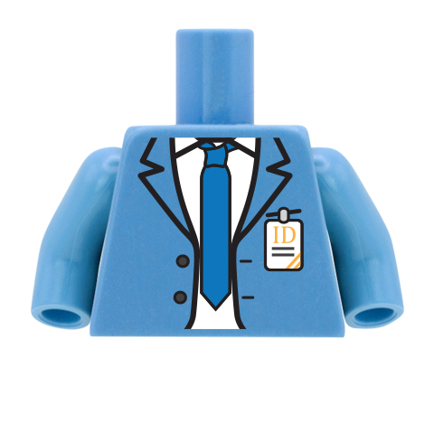 Suit Jacket Tie and ID Badge Custom Design Minifigure Torso Minifigs.me
