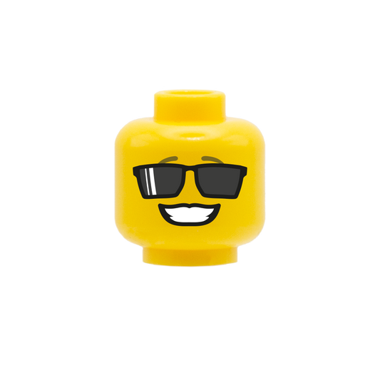 Sunglasses Emoji Face - Custom Design Minifigure Head