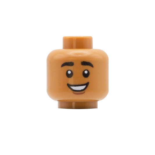 Happy Smile / Raised Eyebrow - Custom Printed Minifigure Head