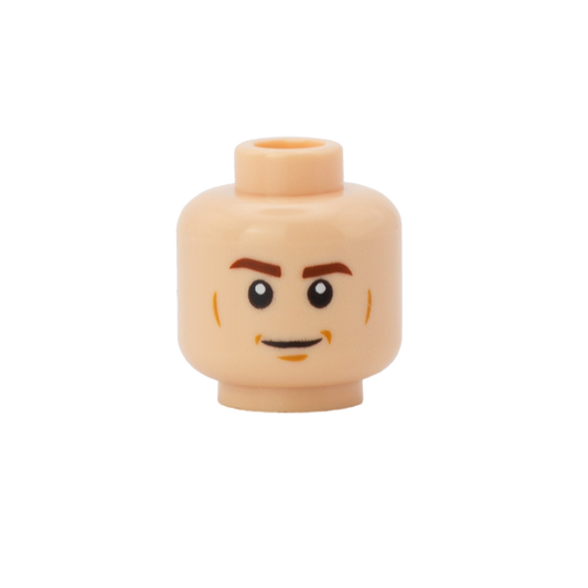 Closed Smile / Growl with Defined Cheekbones (Light Skin Tone, Double Sided) - LEGO Minifigure Head