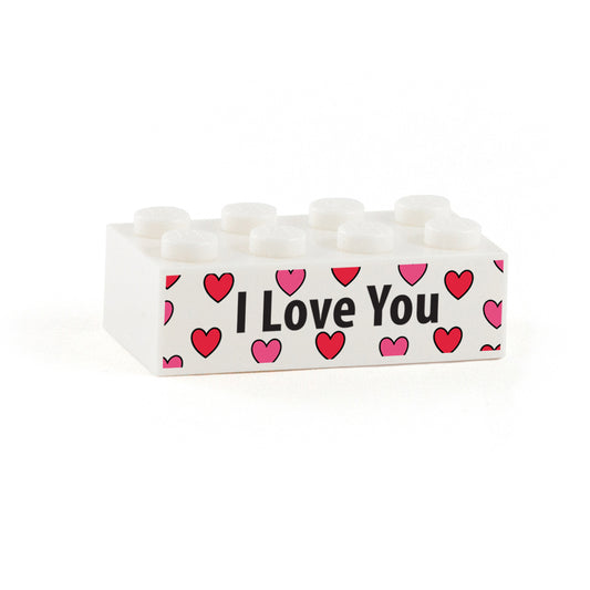 I Love You Heart Effect Display Brick - Custom Printed 2 x 4 Brick