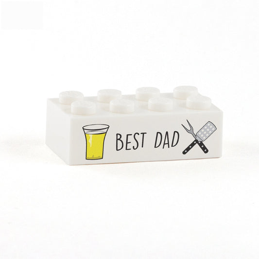 Best Dad Display Brick - Custom Printed 2x4 LEGO Brick, Minifigure Display
