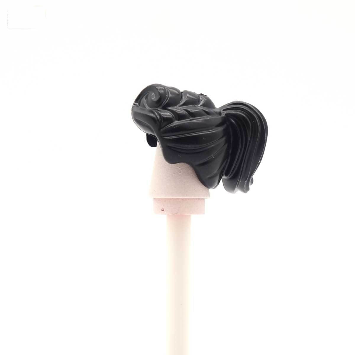 Black Ponytail with Curled Quiff - LEGO Minifigure Hair
