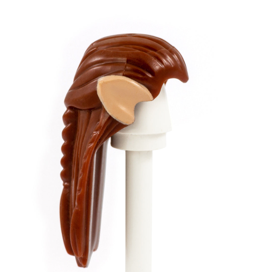 Long Brown Hair with Light Skin Elf Ears - LEGO Minifigure Hair