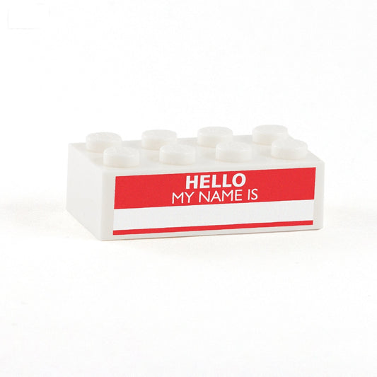 Hello My Name is .... Display Brick - Custom Printed 2x4 LEGO Brick, Minifigure Display