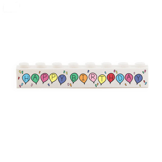 Happy Birthday Balloons - Custom Printed 1 x 8 Brick