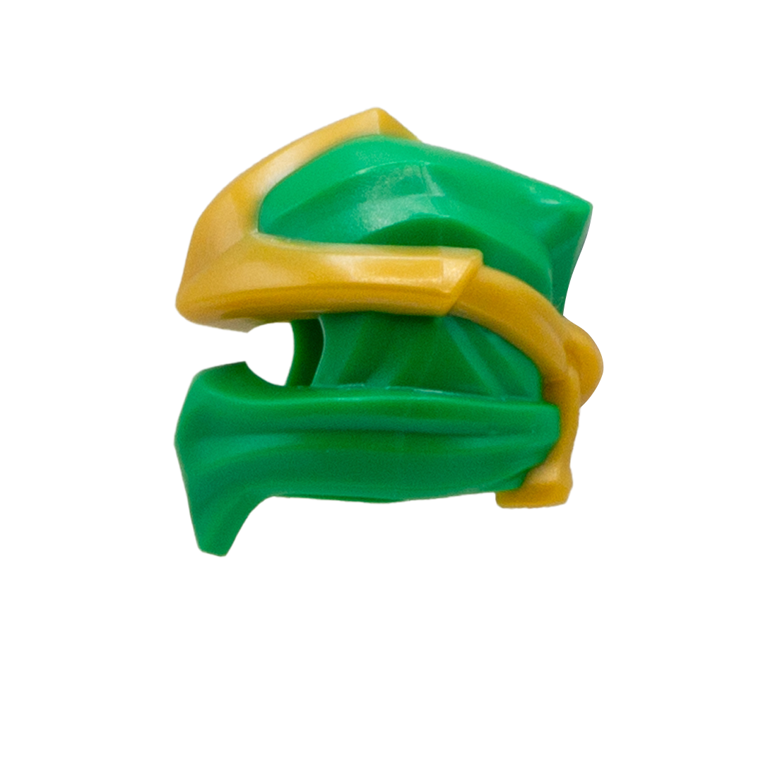 LEGO Ninjago green and gold headwrap. Side view.