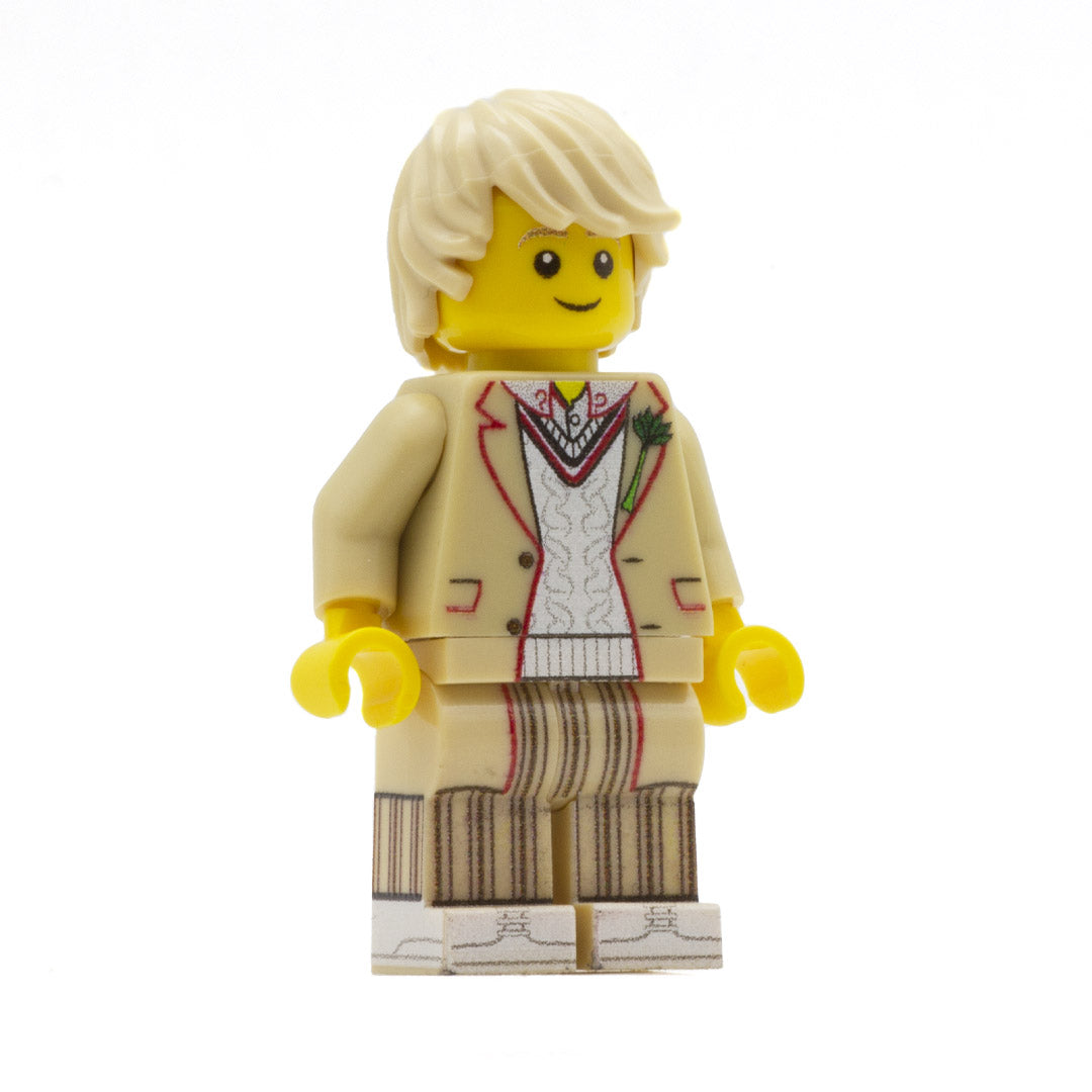 5th Doctor, Peter Davison. Doctor Who, celery - Custom Design LEGO Minifigure
