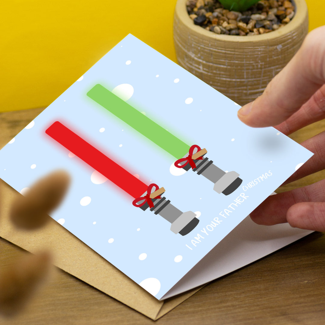 Festive Star Wars Light Sabres LEGO Christmas Card Gift Idea