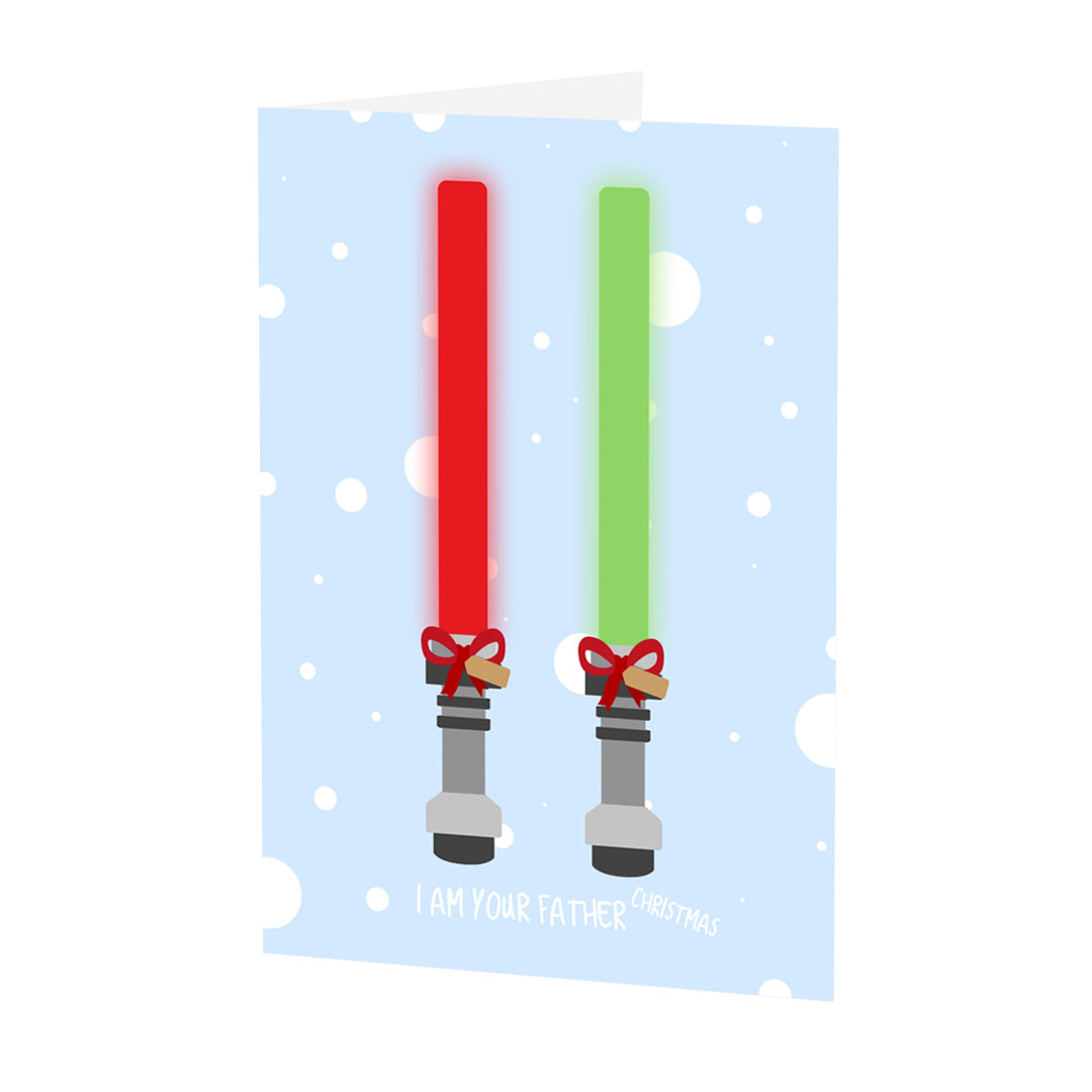 Festive Star Wars Light Sabers LEGO Christmas Card Gift Idea