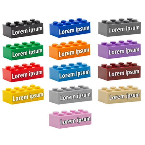 Personalised gift for LEGO fans made from LEGO brick in various colours with a custom text