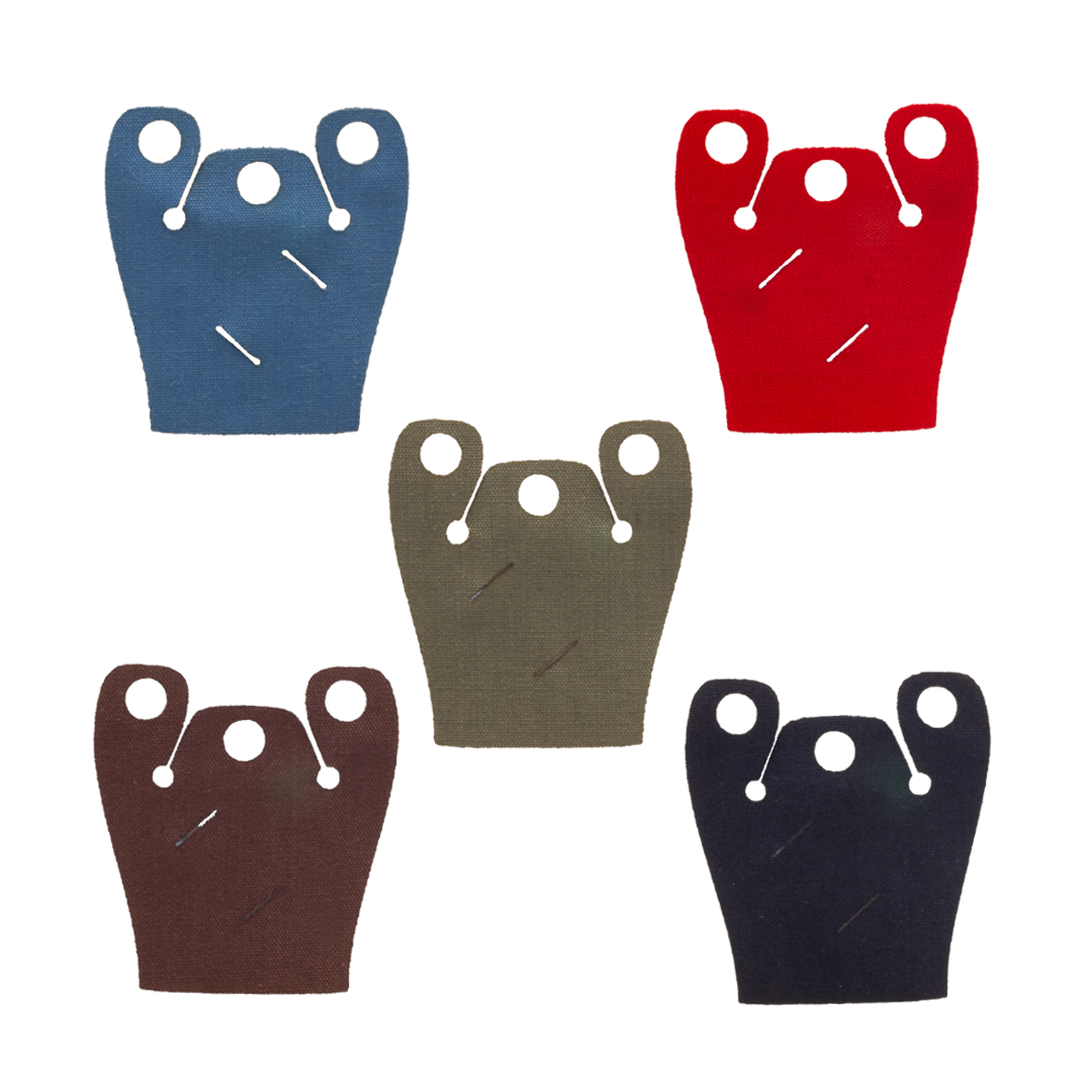 Five fabric capes for LEGO minifigures with slots for LEGO swords.