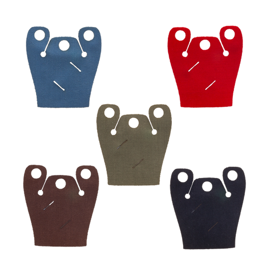 Five fabric capes for LEGO minifigures with slots for LEGO swords.