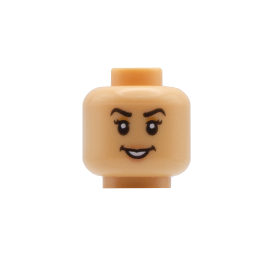 Arched Eyebrows Cute Smile / Annoyed (Medium Tan) - LEGO Minifigure Head