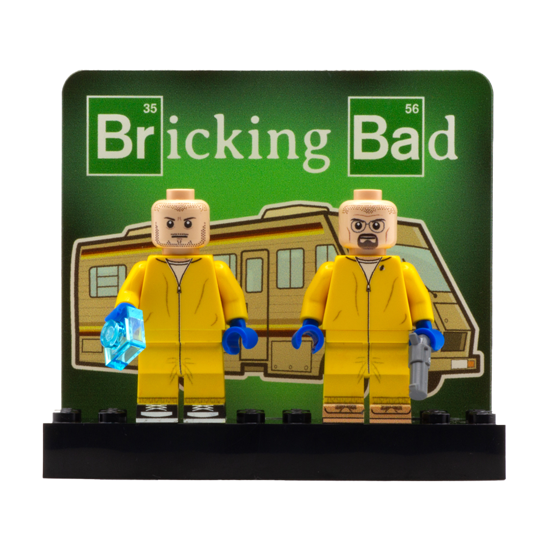 LEGO Breaking Bad minifigures plus display - Walter White and Jesse Pinkman as Custom Design LEGO Minifigures