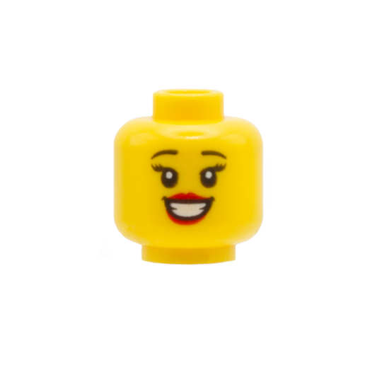 Big Grin/Raised Closed Smile with Red Lipstick - LEGO Minifigure Head