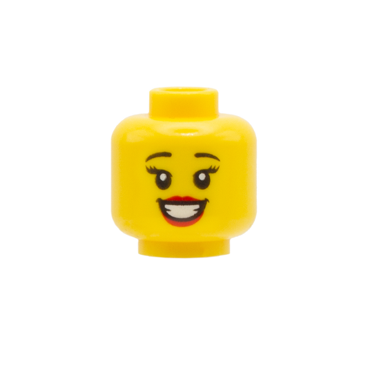 Big Grin / Raised Closed Smile with Red Lipstick - LEGO Minifigure Head