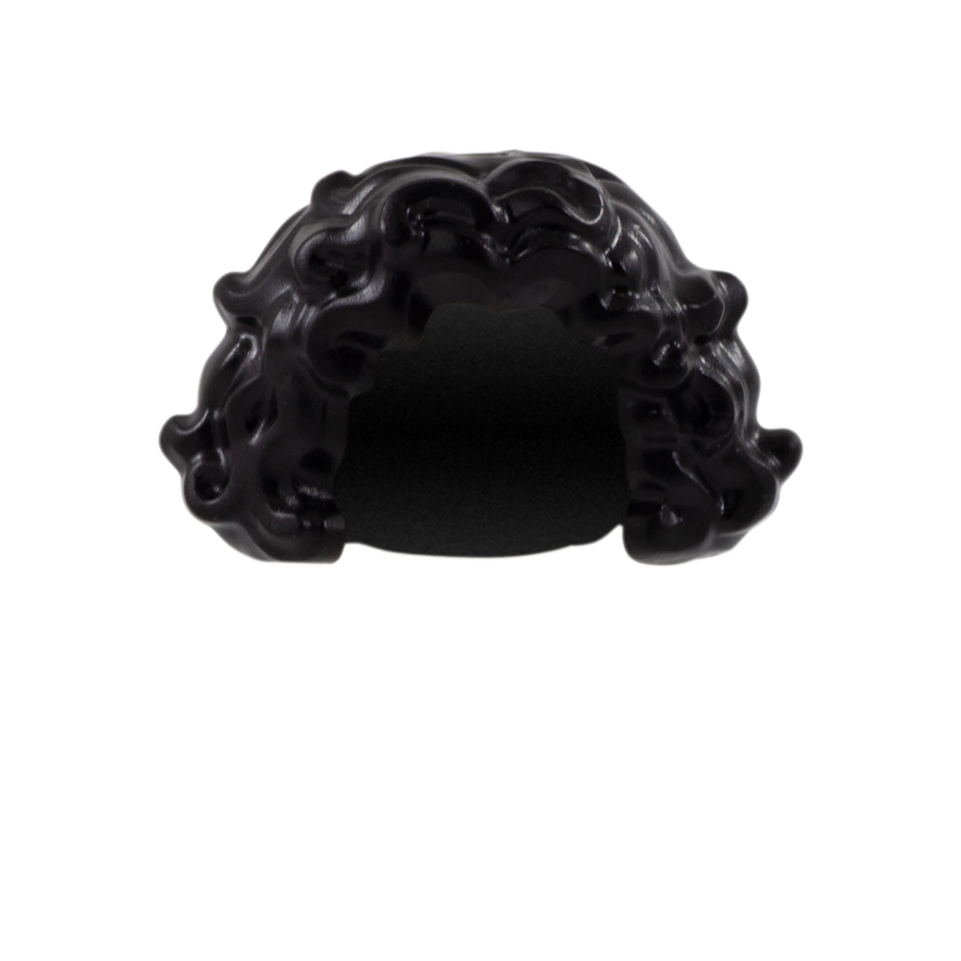 Big black curly LEGO hair with centre parted bob