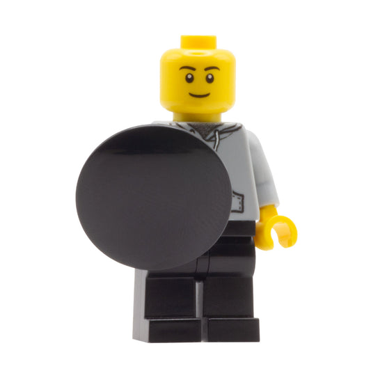 Black Circular LEGO Shield - Minifigure Accessory (Plastic Toy)