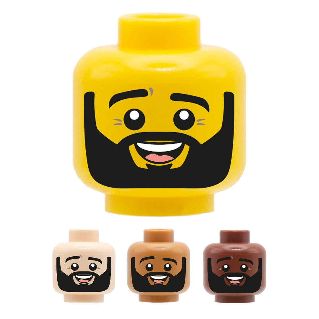 Mini Figureheads Black Beard Cute Smile - Custom Printed Minifigure Head – Minifigs.me