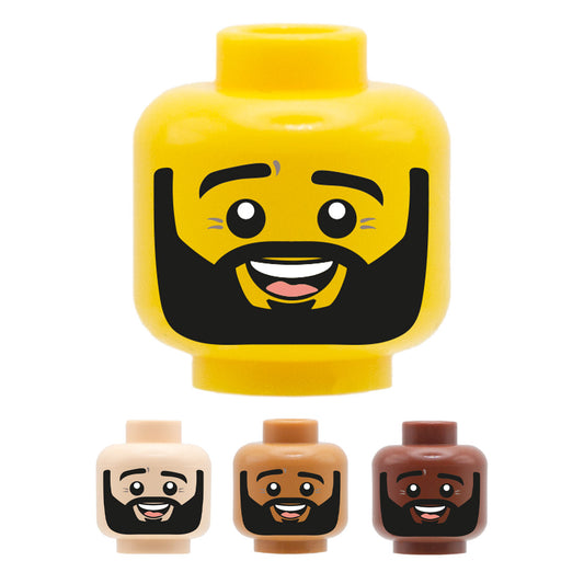 Black Beard Cute Smile - Custom Printed Minifigure Head