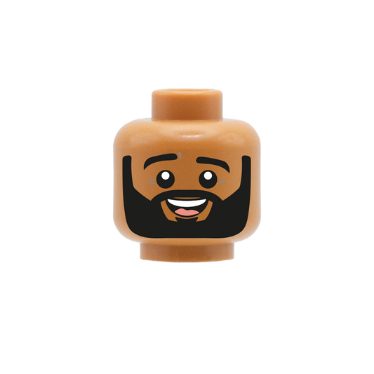 Black Beard Cute Smile - Custom Printed Minifigure Head