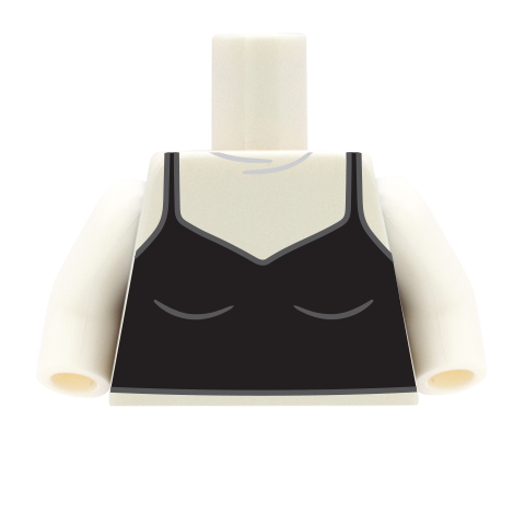 Black Cami Top over White Tee - Custom Design Minifigure Torso