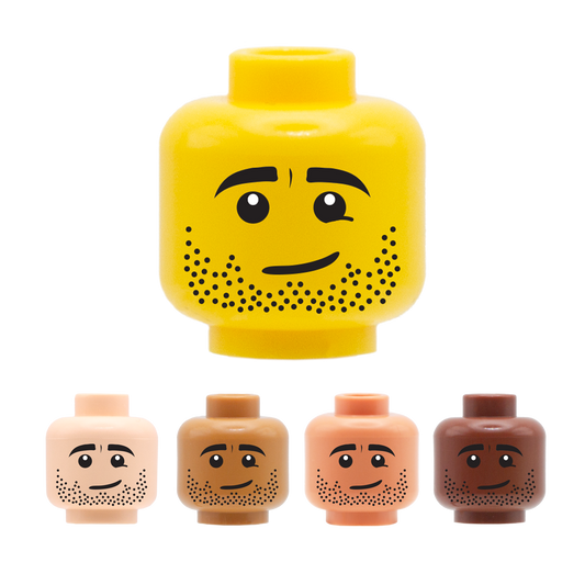 Stubble Smirk - Custom Printed Minifigure Head