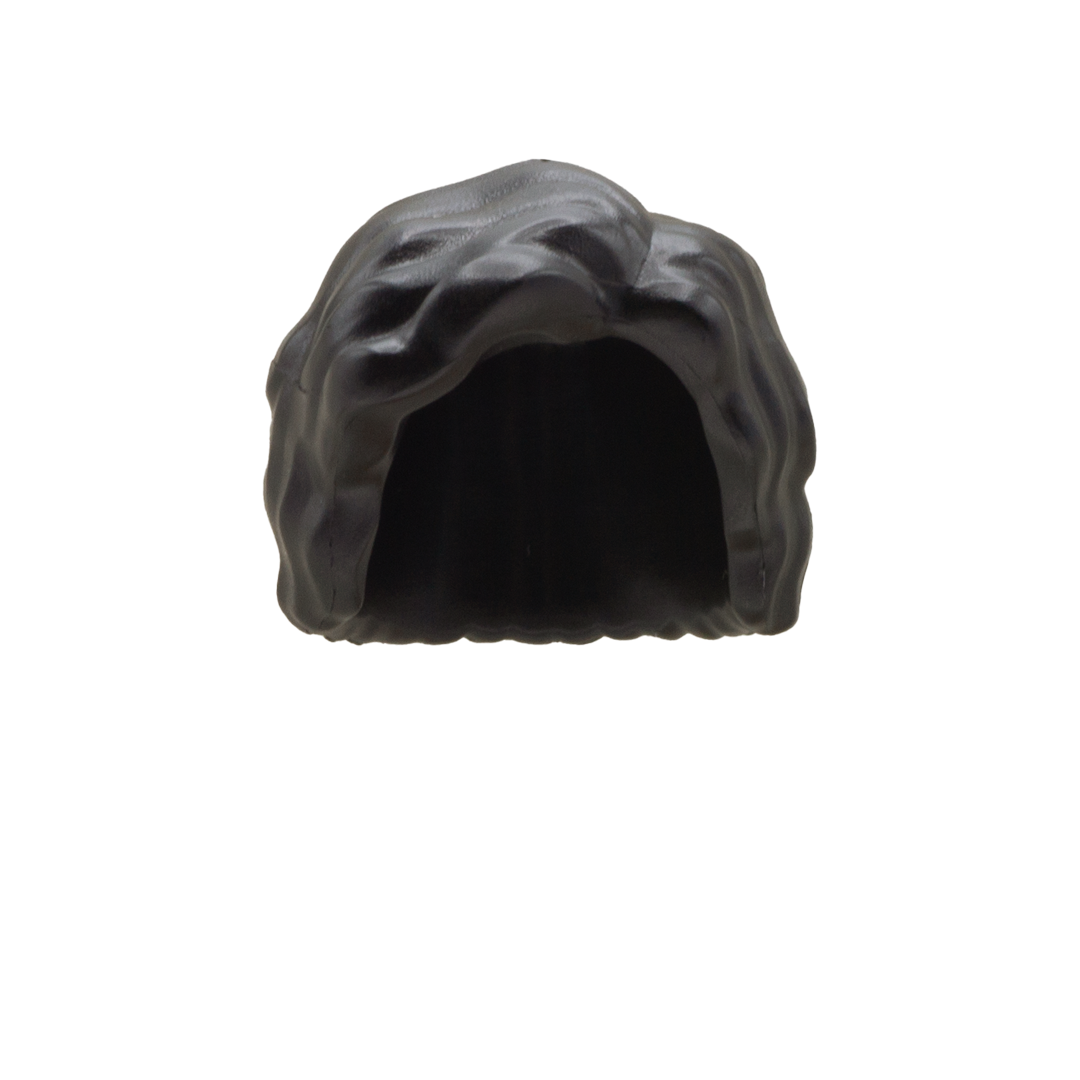 Black Wavy/Curly Mid Length with Side Parting - LEGO Minifigure Hair