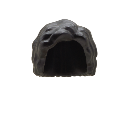 Black Wavy/Curly Mid Length with Side Parting - LEGO Minifigure Hair