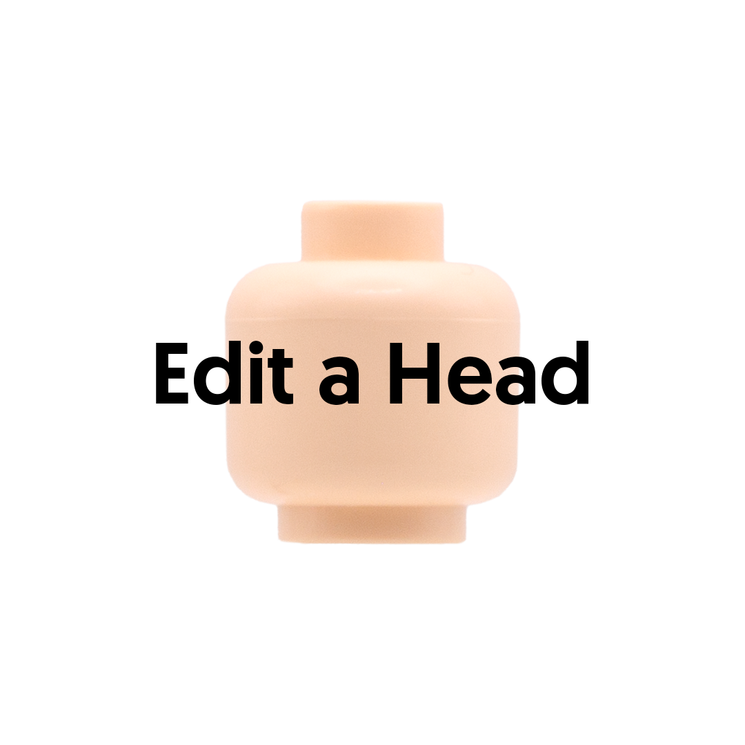 A light flesh LEGO minifigure head with the text 'Edit a Head' overlaid in black across the center
