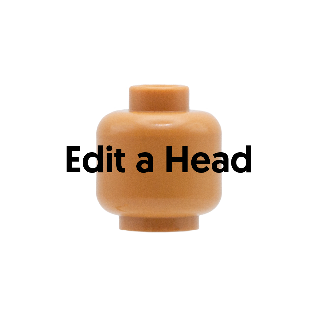 A medium flesh LEGO minifigure head with the text 'Edit a Head' overlaid in black across the center