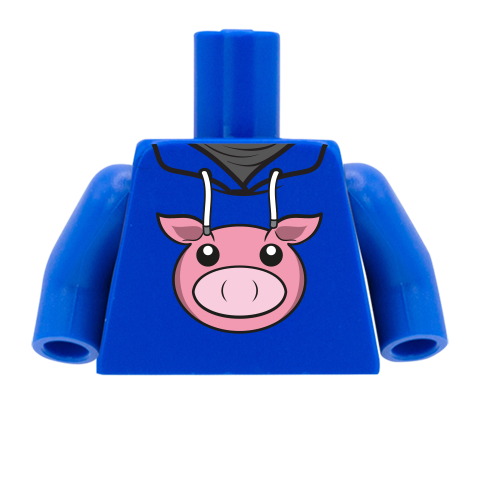 Pig Hoodie - Custom Printed Minifigure Torso