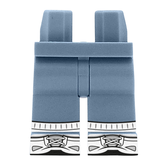 Blue Grey Trousers With White Socks - Custom Printed Minifigure Legs