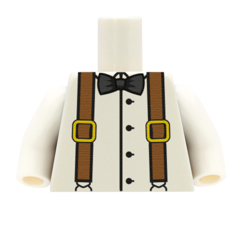 Shirt with Bow Tie and Braces (Change Colour of Bowtie and Braces) - Custom Design Minifigure Torso