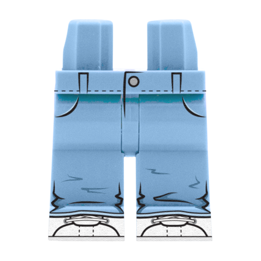 Bright Light Blue Baggy Jeans - Custom Printed Minifigure Legs