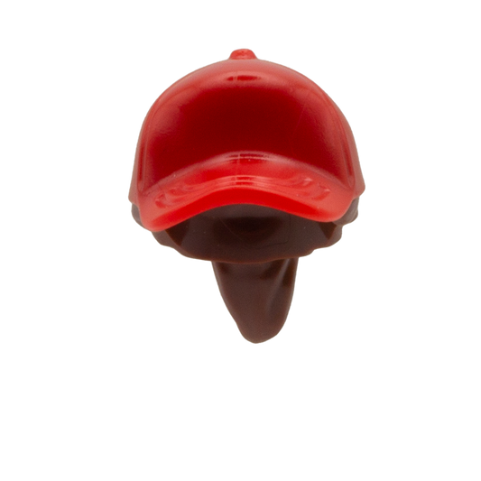 Brown Ponytail with Red Baseball Cap - LEGO Minifigure Hair