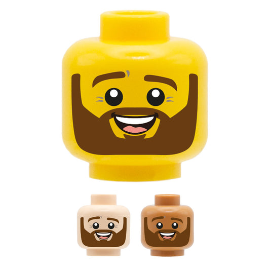 Brown Beard Cute Smile - Custom Printed Minifigure Head