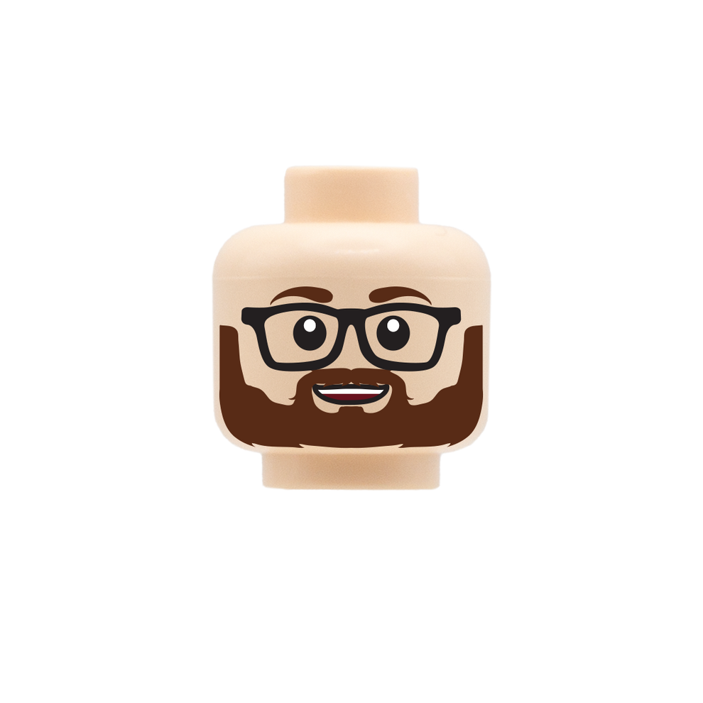 Brown Beard Glasses Cute Smile - Custom Printed Minifigure Head ...