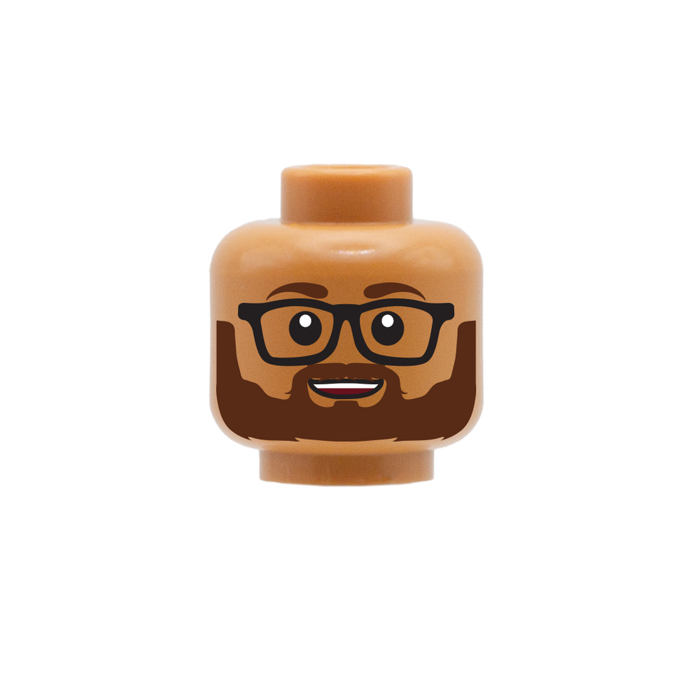 Brown Beard Glasses Cute Smile - Custom Printed Minifigure Head ...