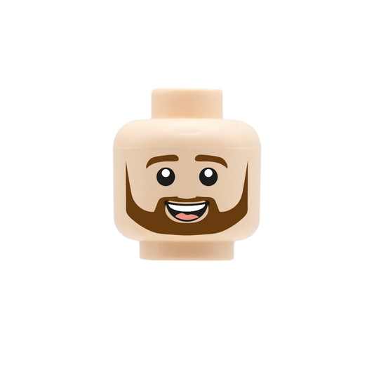 Brown Beard Open Smile - Custom Printed Minifigure Head