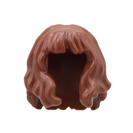 Brown Wavy Over Shoulder, Bangs - LEGO Minifigure Hair